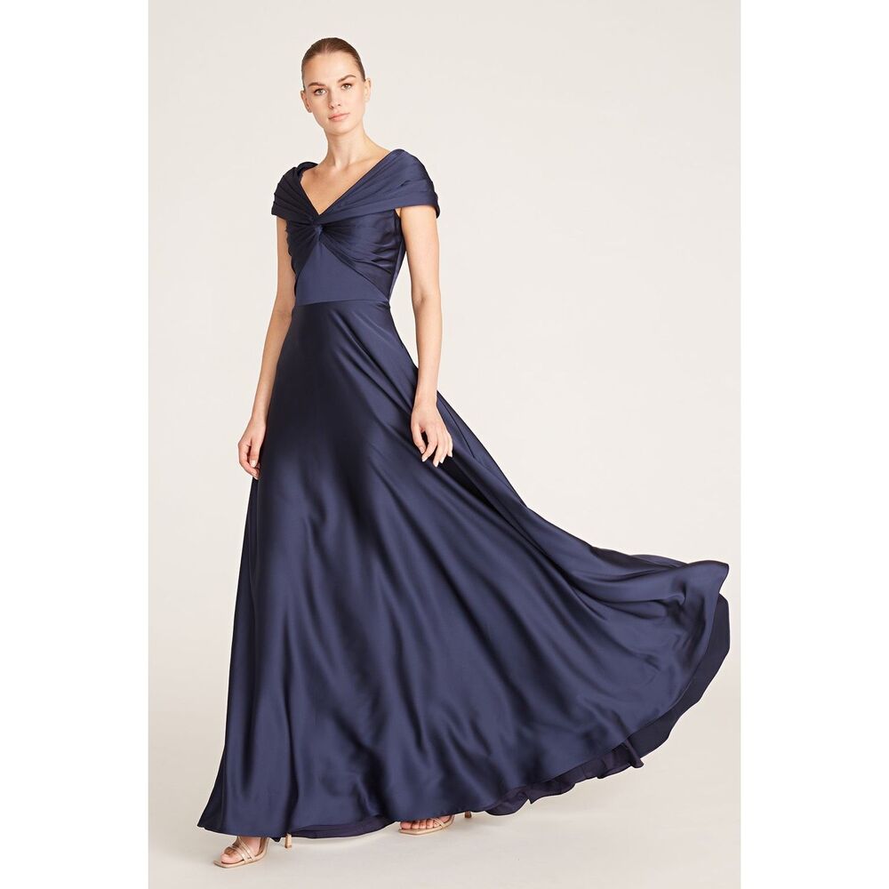 THEIA Francesca Twist A Line Gown Size US14 $795 - Picture 2 of 11